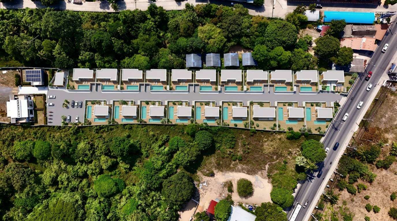 Aerial view of 23-villa resort